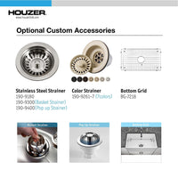 Thumbnail for Houzer Platus 33 inch White Fireclay Apron Front Farmhouse Single Bowl Kitchen Sink with Basket Strainer and Basin Grid Included
