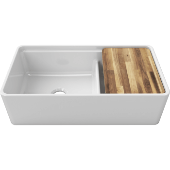LaToscana 36" Double-Bowl Reversible Fireclay Farmhouse Kitchen Sink in White