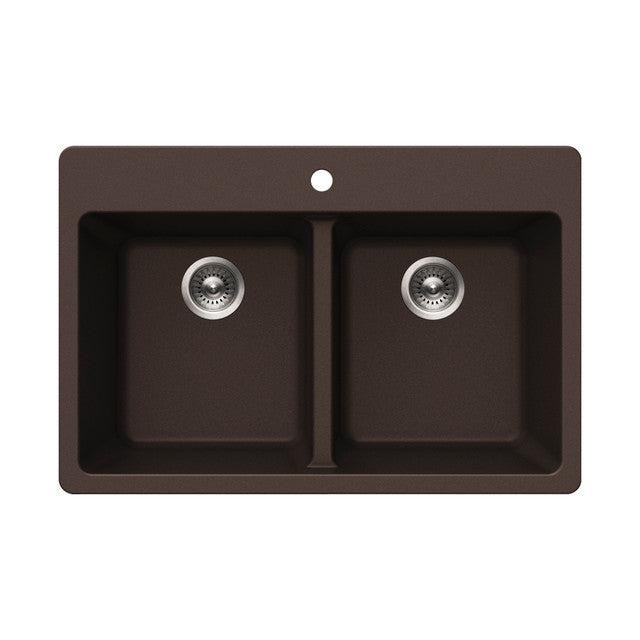 Houzer Quartztone 33 inch Granite Composite Drop-in Topmount 50/50 Double Bowl Kitchen Sink