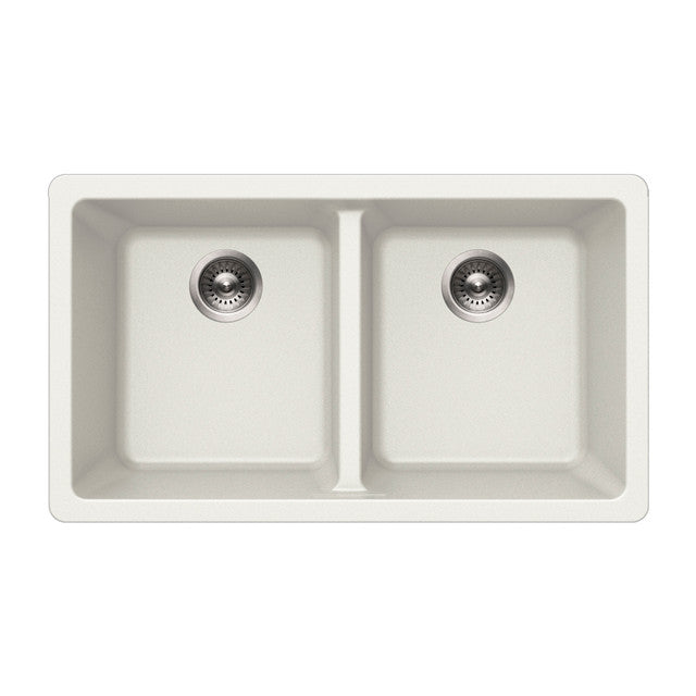 Houzer Quartztone 31 inch Granite Composite Undermount 50/50 Double Bowl Kitchen Sink