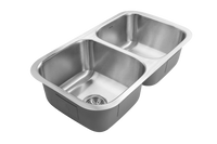 Thumbnail for Houzer Eston 31 inch Stainless Steel Undermount 50/50 Double Bowl Kitchen Sink with Strainer & Bottom Grid
