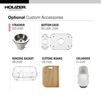 Thumbnail for Houzer Elite 31 inch Stainless Steel Undermount 80/20 Small Left Double Bowl Kitchen Sink, Nested 20-Pack