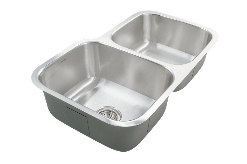 Houzer Eston Stainless Steel Undermount Double Small Bowl Offset Kitchen Sink, Nested 20-Pack