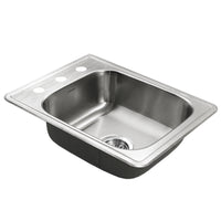 Thumbnail for Houzer Glowtone ADA Compliant 17 inch Stainless Steel Drop-in Topmount 3-hole Large Bar and Prep Sink