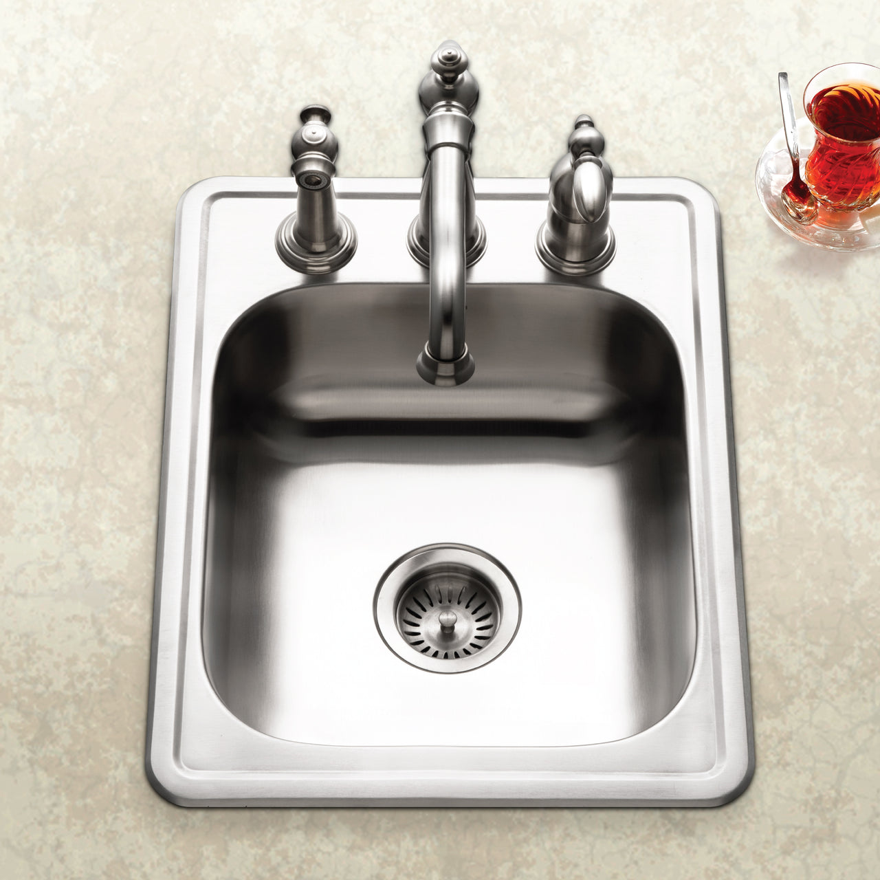 Houzer Glowtone ADA Compliant 17 inch Stainless Steel Drop-in Topmount 3-hole Large Bar and Prep Sink