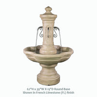 Thumbnail for Amalfi Courtyard Outdoor Fountain with Four Rustic Iron Spouts and French Limestone Finish