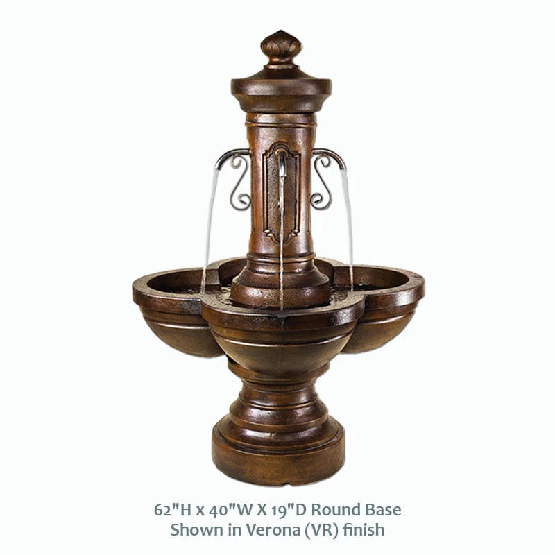 Amalficello Courtyard Fountain with Rustic Iron Spouts and Verona Finish for Timeless Outdoor Elegance