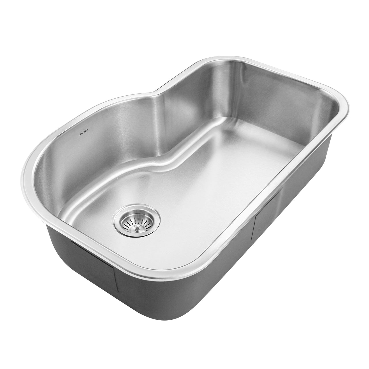 Houzer Belleo 32 inch Stainless Steel Drop-in Topmount Single Bowl Offset Kitchen Sink with Strainer & Grid