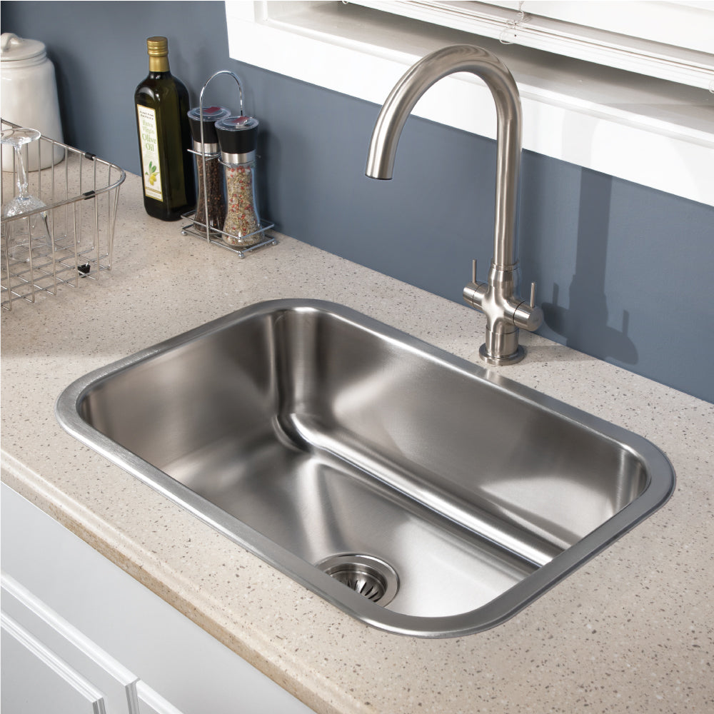 Houzer Belleo 27 inch Stainless Steel Drop-in Topmount Single Bowl Kitchen Sink with Strainer & Grid