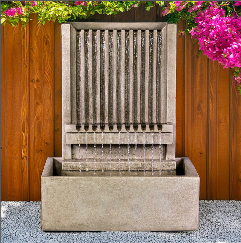Brentwood Channel Wall Fountain – Short Outdoor Cast Stone Water Feature