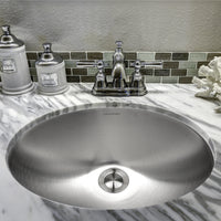 Thumbnail for Houzer Opus 18 inch Stainless Steel Undermount Oval Bowl Bathroom Sink without Overflow