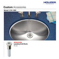 Thumbnail for Houzer Opus 18 inch Stainless Steel Undermount Oval Bowl Bathroom Sink without Overflow