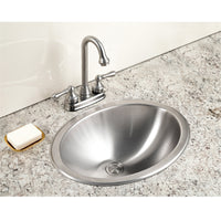 Thumbnail for Houzer Opus 18 inch Stainless Steel Drop-in Oval Bathroom Sink without Overflow