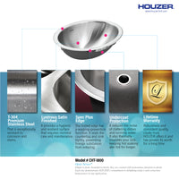 Thumbnail for Houzer Opus 18 inch Stainless Steel Drop-in Oval Bathroom Sink without Overflow