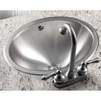 Thumbnail for Houzer Opus 18 inch Stainless Steel Drop-in Oval Bowl Bathroom Sink with Overflow Drain Assembly