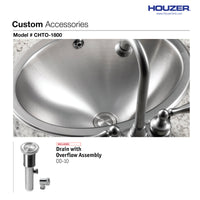 Thumbnail for Houzer Opus 18 inch Stainless Steel Drop-in Oval Bowl Bathroom Sink with Overflow Drain Assembly