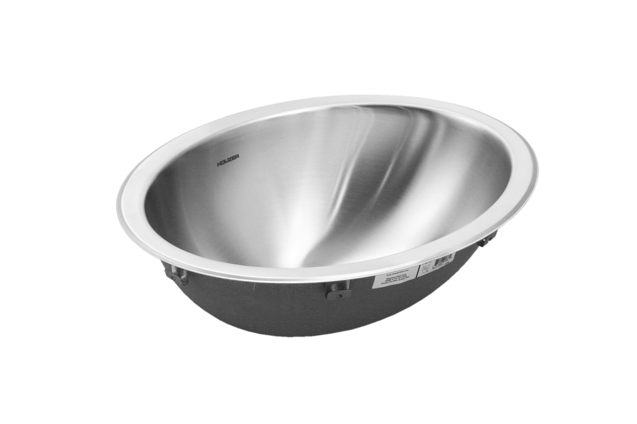 Houzer Opus 18 inch Stainless Steel Drop-in Oval Bowl Bathroom Sink with Overflow Drain Assembly