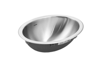 Thumbnail for Houzer Opus 18 inch Stainless Steel Drop-in Oval Bowl Bathroom Sink with Overflow Drain Assembly
