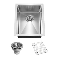 Thumbnail for Houzer Savoir Stainless Steel Undermount Bowl Bar/Prep Kitchen Sink with Strainer & Grid