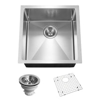 Thumbnail for Houzer Savoir Stainless Steel Undermount Bowl Bar/Prep Kitchen Sink with Strainer & Grid