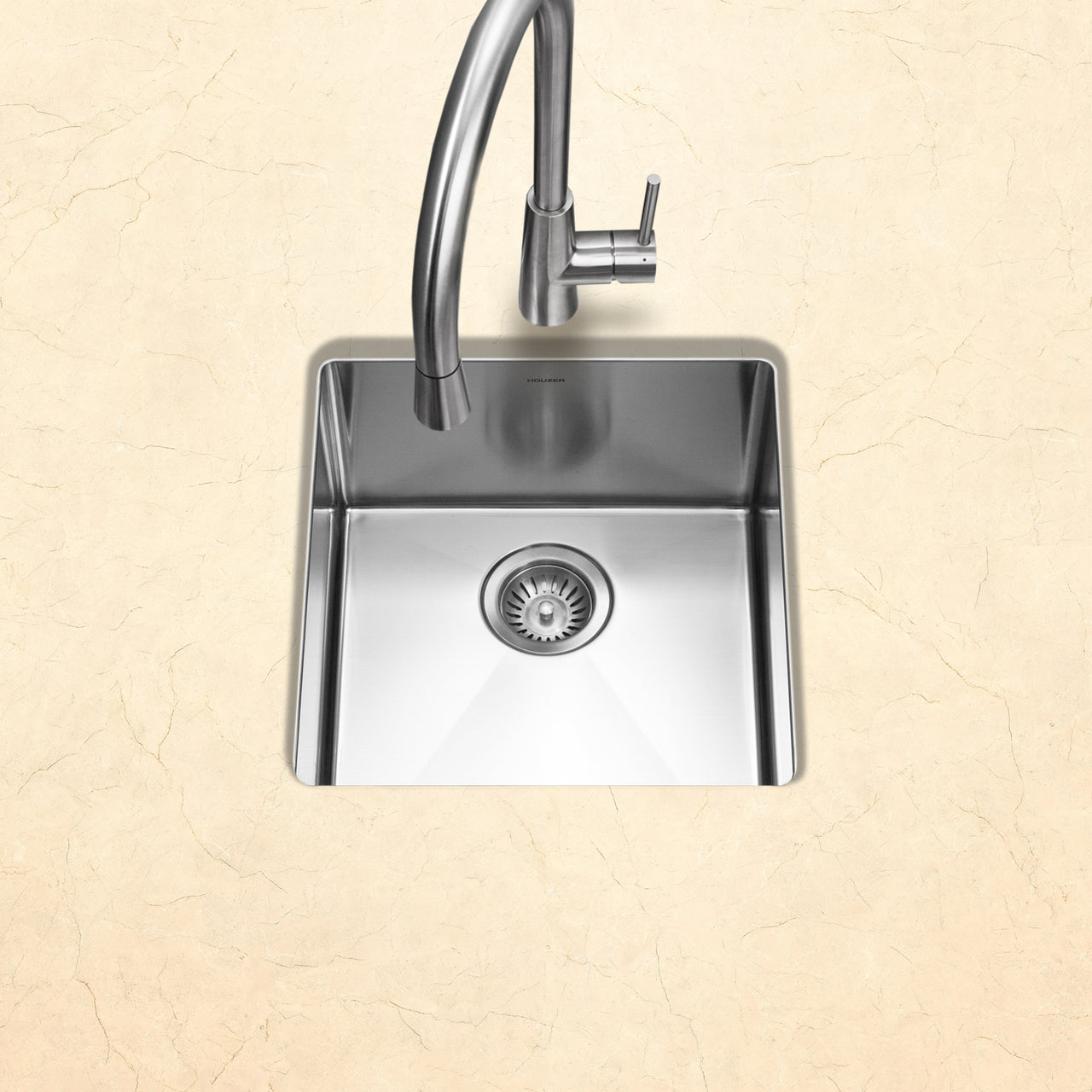 Houzer Savoir Stainless Steel Undermount Bowl Bar/Prep Kitchen Sink with Strainer &amp; Grid
