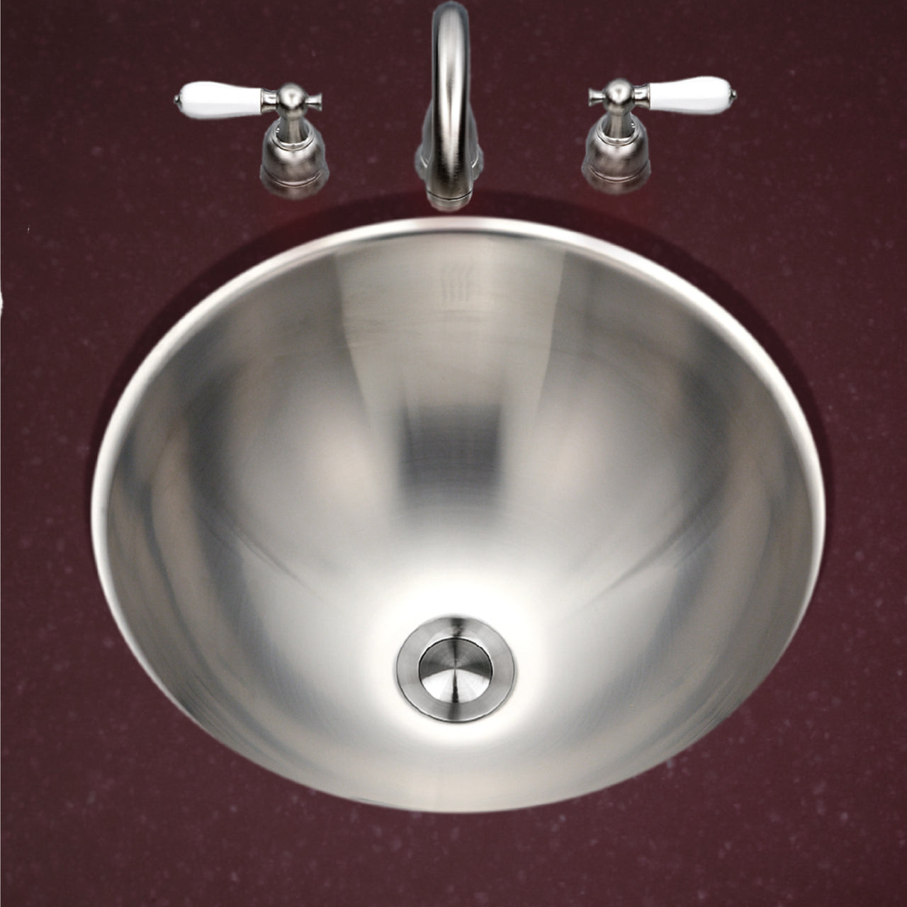 Houzer Opus 16 inch Stainless Steel Undermount Round Bathroom Sink without Overflow