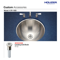 Thumbnail for Houzer Opus 16 inch Stainless Steel Undermount Round Bathroom Sink without Overflow