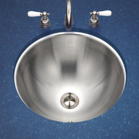 Thumbnail for Houzer Opus 16 inch Stainless Steel Undermount Round Bathroom Sink with Overflow Drain Assembly