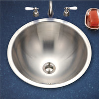 Thumbnail for Houzer Opus 16 inch Stainless Steel Drop-in Topmount Round Bowl Bathroom Sink with Overflow Drain Assembly, Nested 40-Pack