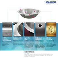 Thumbnail for Houzer Opus 16 inch Stainless Steel Drop-in Topmount Round Bowl Bathroom Sink with Overflow Drain Assembly, Nested 40-Pack