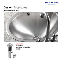 Thumbnail for Houzer Opus 16 inch Stainless Steel Drop-in Topmount Round Bowl Bathroom Sink with Overflow Drain Assembly, Nested 40-Pack