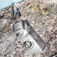 Thumbnail for Houzer Club 10 inch Stainless Steel Undermount Compact Bar and Prep Sink with Strainer & Bottom Grid