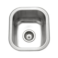 Thumbnail for Houzer Club 13 inch Stainless Steel Undermount Small Bar and Prep Sink with Strainer & Bottom Grid