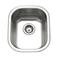 Thumbnail for Houzer Club 14 inch Stainless Steel Undermount Medium Bar and Prep Sink with Strainer & Bottom Grid