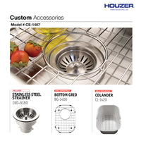 Thumbnail for Houzer Club 14 inch Stainless Steel Undermount Medium Bar and Prep Sink with Strainer & Bottom Grid