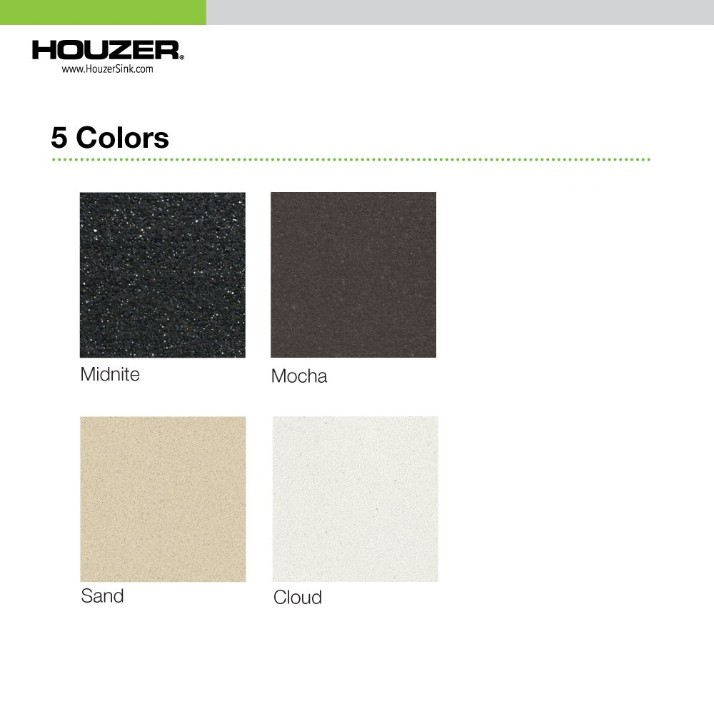 Houzer Quartztone 16 inch Granite Composite Dual Mount Topmount or Undermount Single Bowl Bar Sink