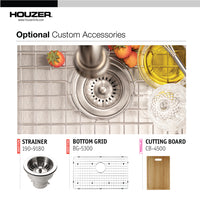 Thumbnail for Houzer Epicure 30 inch Apron Front Farmhouse Single Bowl Kitchen Sink with Strainer & Grid