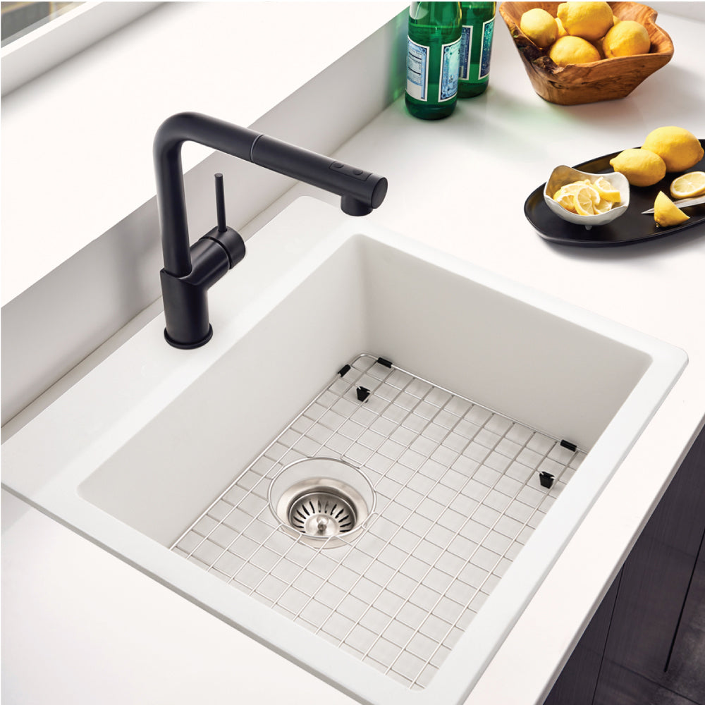 Houzer Quartztone 25 inch Granite Composite Drop-in Topmount Single Bowl Kitchen Sink