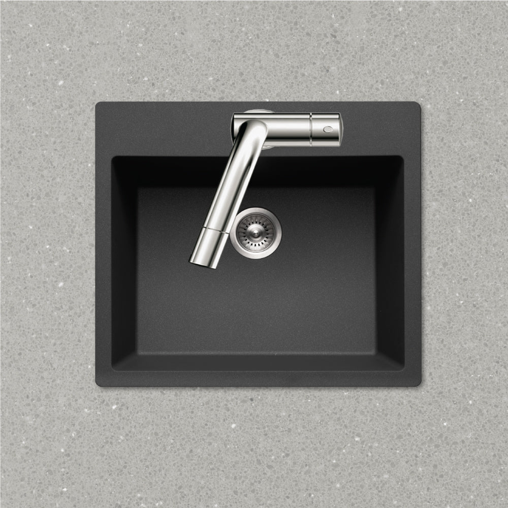 Houzer Quartztone 25 inch Granite Composite Drop-in Topmount Single Bowl Kitchen Sink