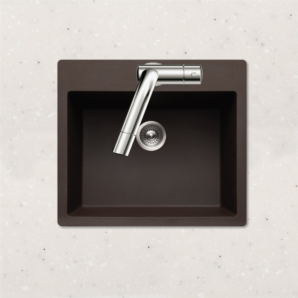 Houzer Quartztone 25 inch Granite Composite Drop-in Topmount Single Bowl Kitchen Sink