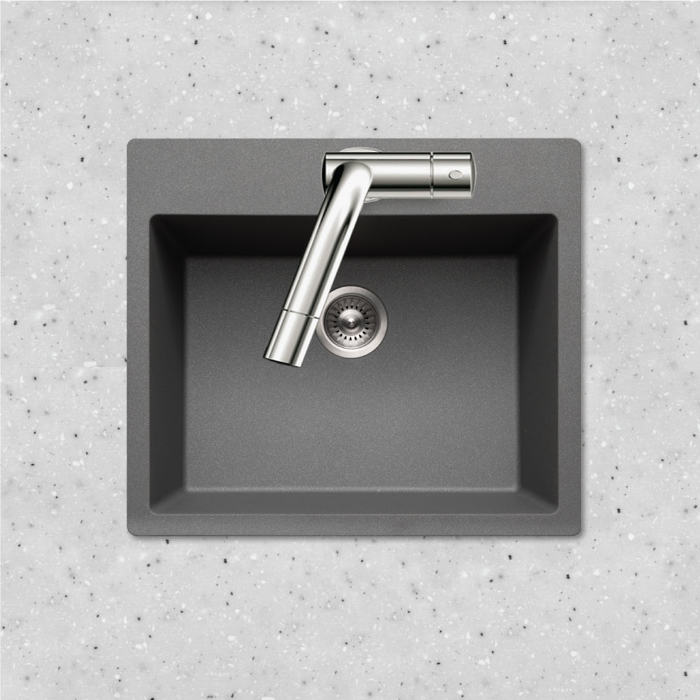 Houzer Quartztone 25 inch Granite Composite Drop-in Topmount Single Bowl Kitchen Sink