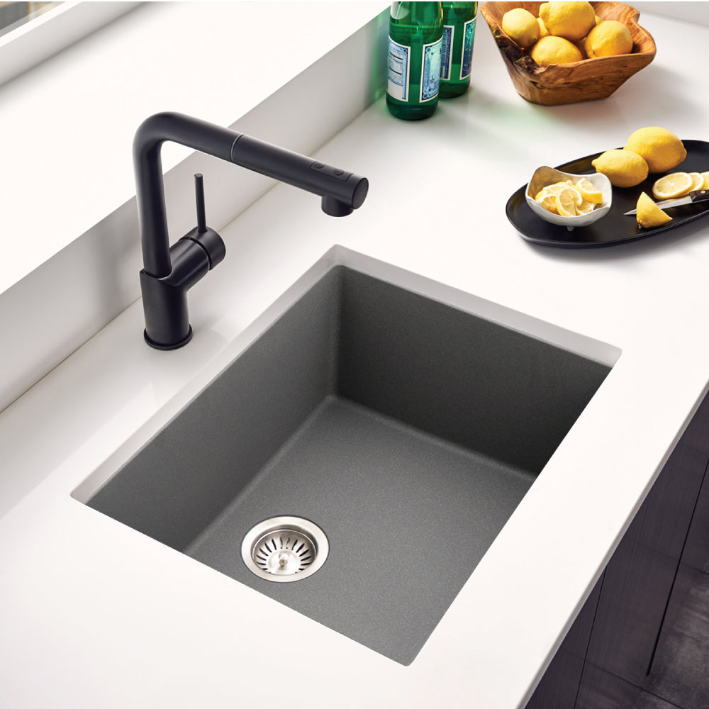 Houzer Quartztone 24 inch Granite Composite Undermount Single Bowl Kitchen Sink