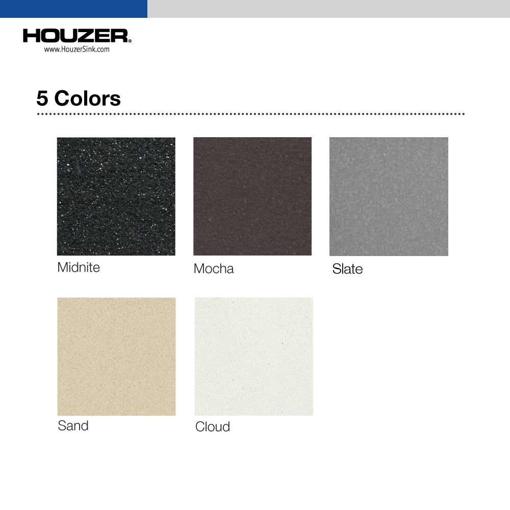 Houzer Quartztone 25 inch Granite Composite Drop-in Topmount Single Bowl Kitchen Sink