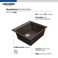Thumbnail for Houzer Quartztone 25 inch Granite Composite Drop-in Topmount Single Bowl Kitchen Sink