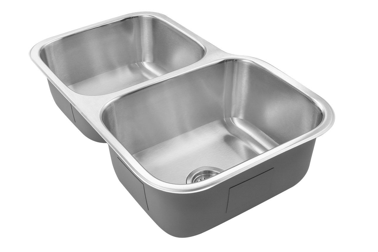 Houzer Medallion 32" Stainless Steel Undermount 60/40 Double Bowl Kitchen Sink with Small Bowl, Nested 20-Pack