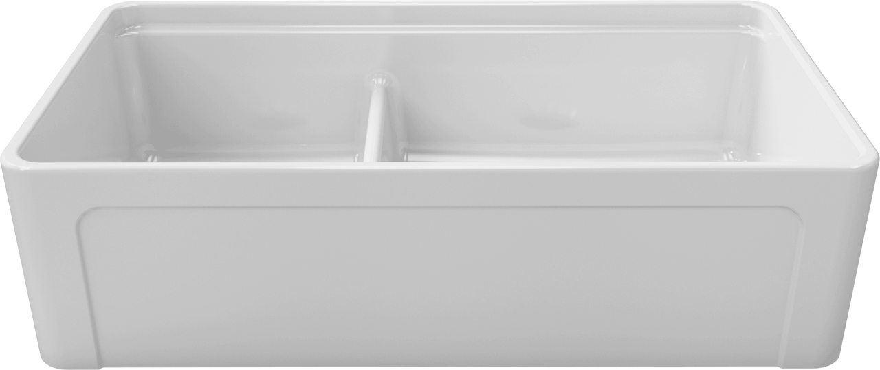 LaToscana 36" Double-Bowl Reversible Fireclay Farmhouse Kitchen Sink in White