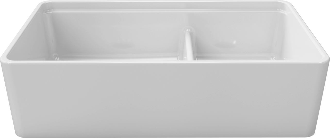 LaToscana 36" Double-Bowl Reversible Fireclay Farmhouse Kitchen Sink in White