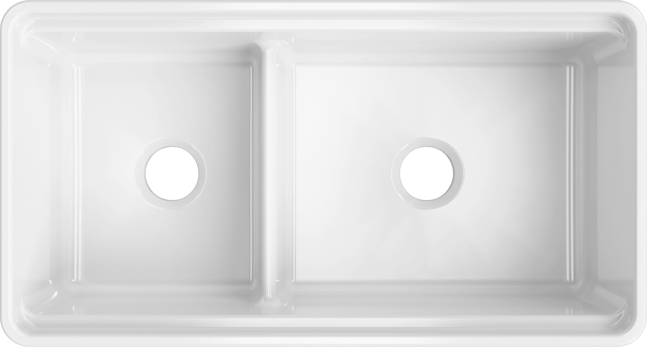 LaToscana 36" Double-Bowl Reversible Fireclay Farmhouse Kitchen Sink in White