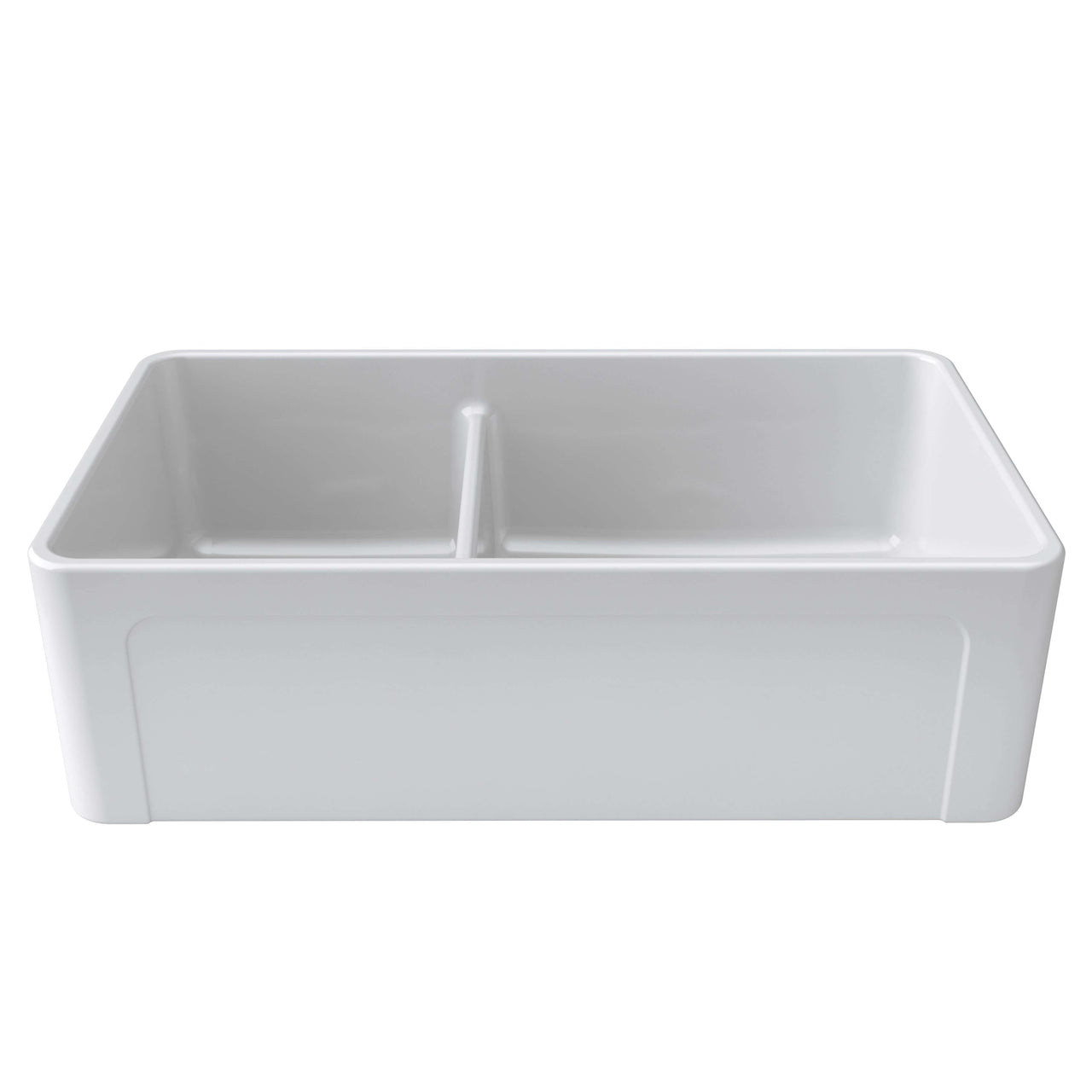 LaToscana 33" Double Bowl Reversible Farmhouse Fireclay Kitchen Sink in White