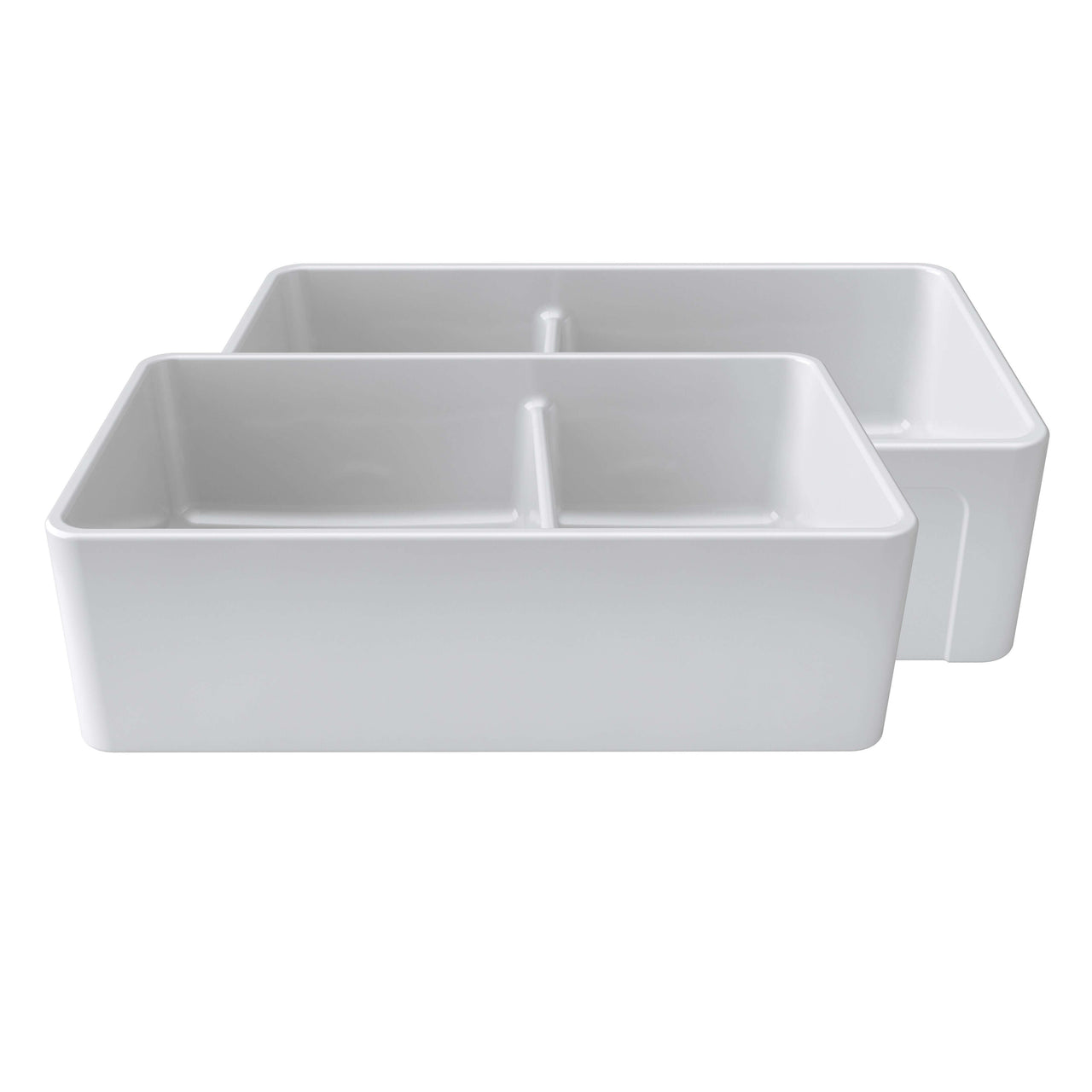LaToscana 33" Double Bowl Reversible Farmhouse Fireclay Kitchen Sink in White